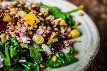 Spinach salad with quinoa and butternut squash