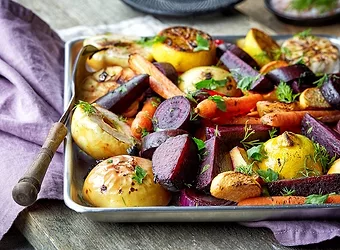 Roasted fruits and veggies