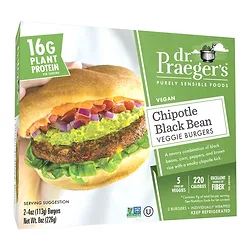 Dr. praegers chipotle black bean veggie burger 1