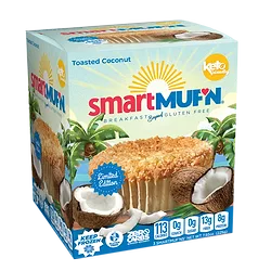 Toasted coconut smartmufn facing right