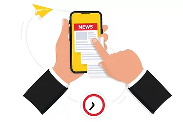 Weekly news image of hands on iphone