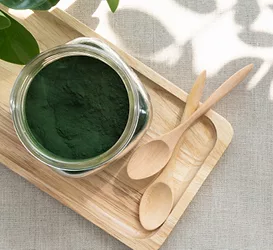 Microgreens powder and spoons