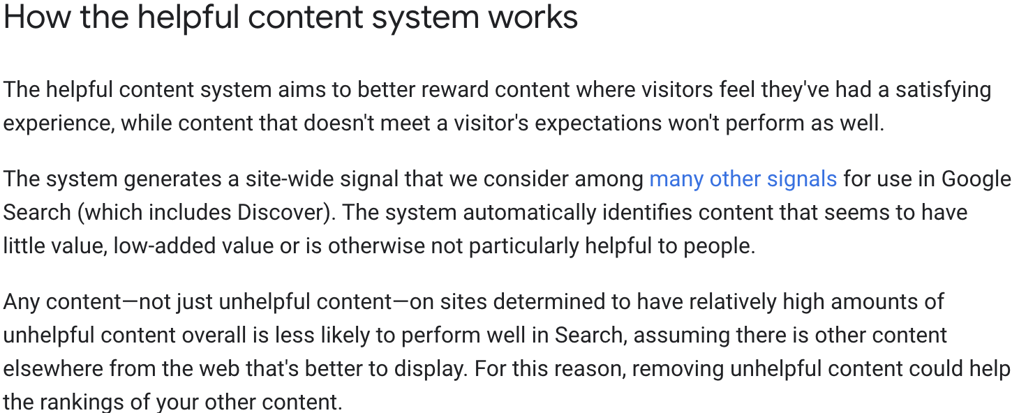 Google explains the helpful content system update.