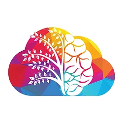 Modern brain tree logo design. Mental wellness.