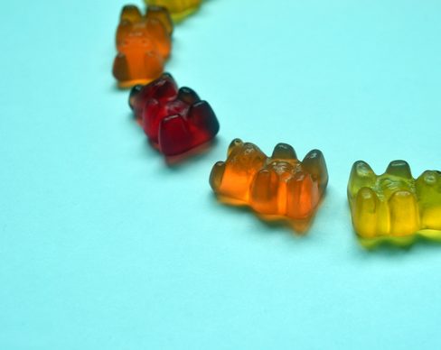 Gummies in the form of bears. Multi-colored jelly. 