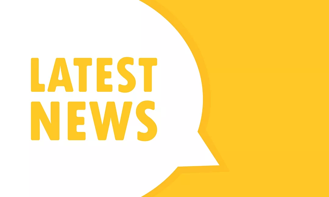 Latest news speech bubble banner.