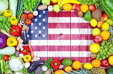 Fresh fruits and vegetables from United States of America.