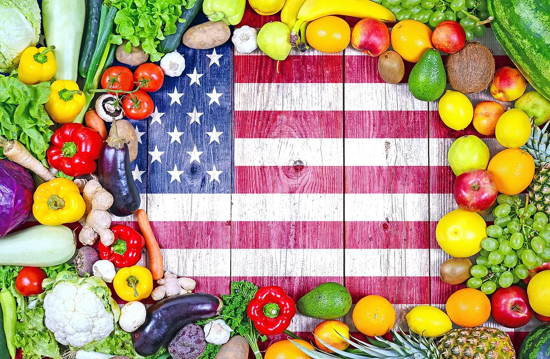 Fresh fruits and vegetables from United States of America.