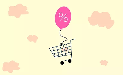 Inflation high and price of grocery rising illustration